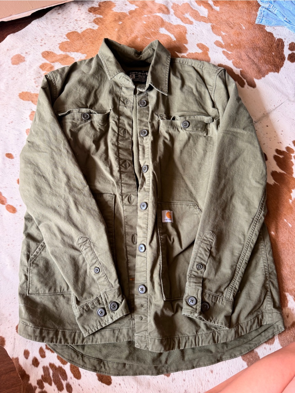 Carhartt Olive Canvas Button-Up Work Jacket